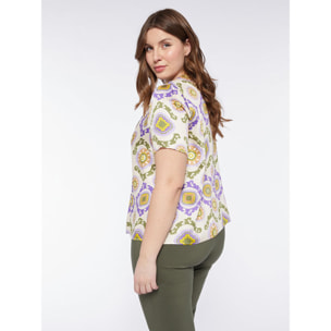 Fiorella Rubino - Blusa con estampado fular - Beige