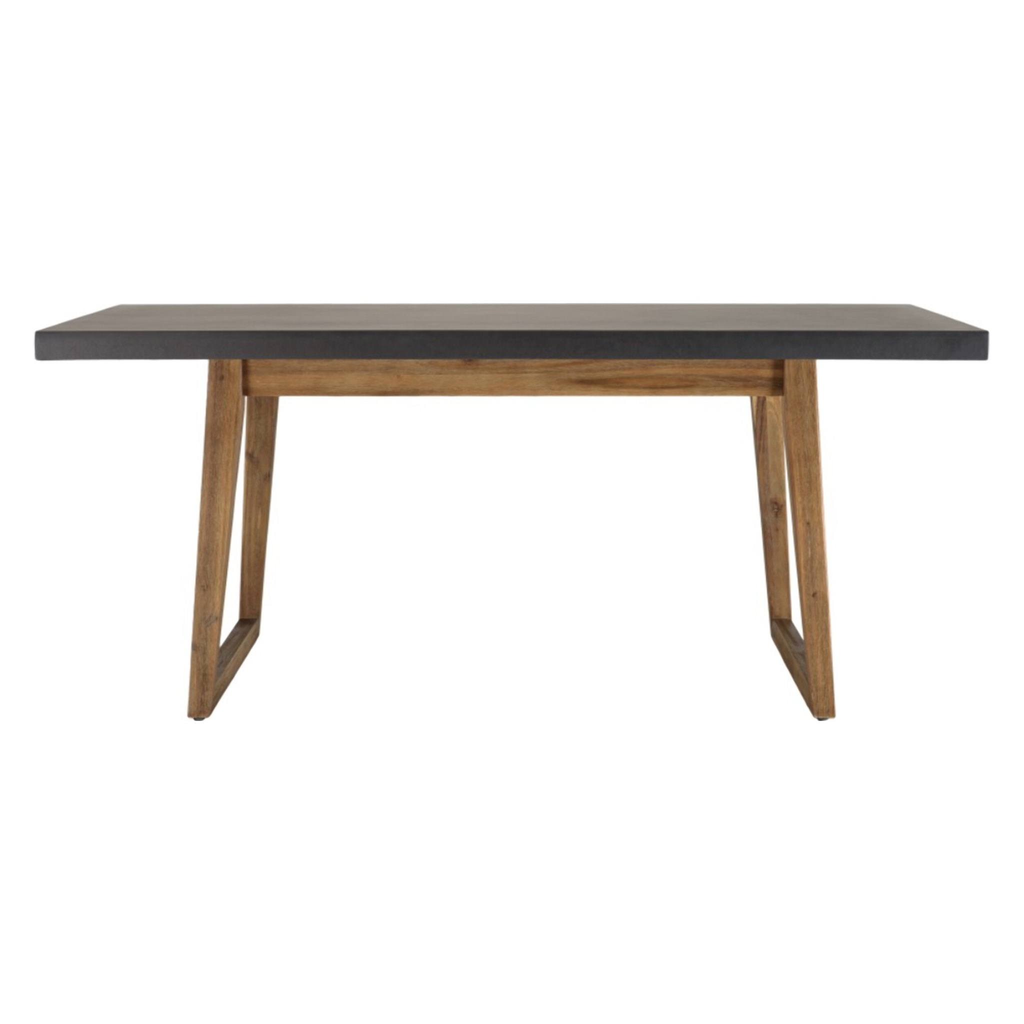 HECTOR - SALON DE JARDIN HOUSTON - RÉSINE EFFET BETON ET ACACIA 4/6 pers. - 1 table rectangulaire 180*90cm et 2 bancs