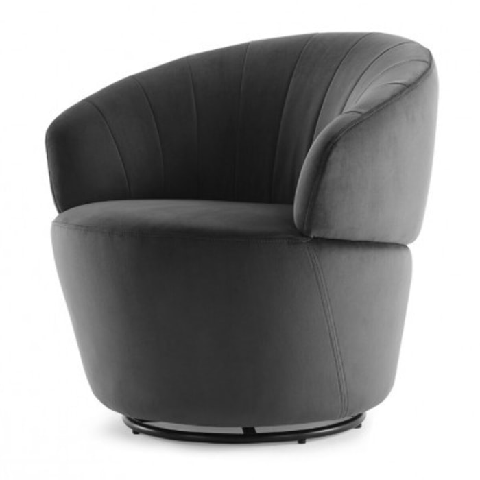 Fauteuil rond pivotant en velours - ROMANE