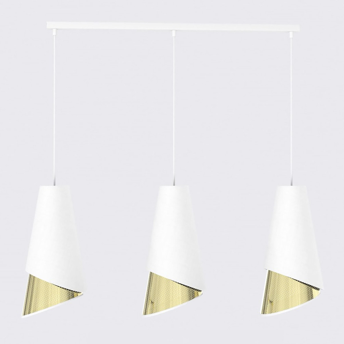 Lampada a sospensione MODA con paralumi bianchi e interno dorato