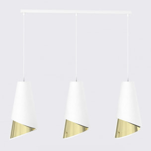 Lampada a sospensione MODA con paralumi bianchi e interno dorato