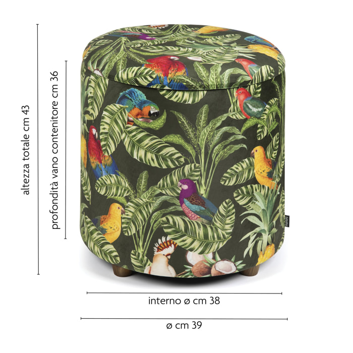 Pouf contenitore Excelsa Havana in velluto e legno 40x40x46 cm multicolore