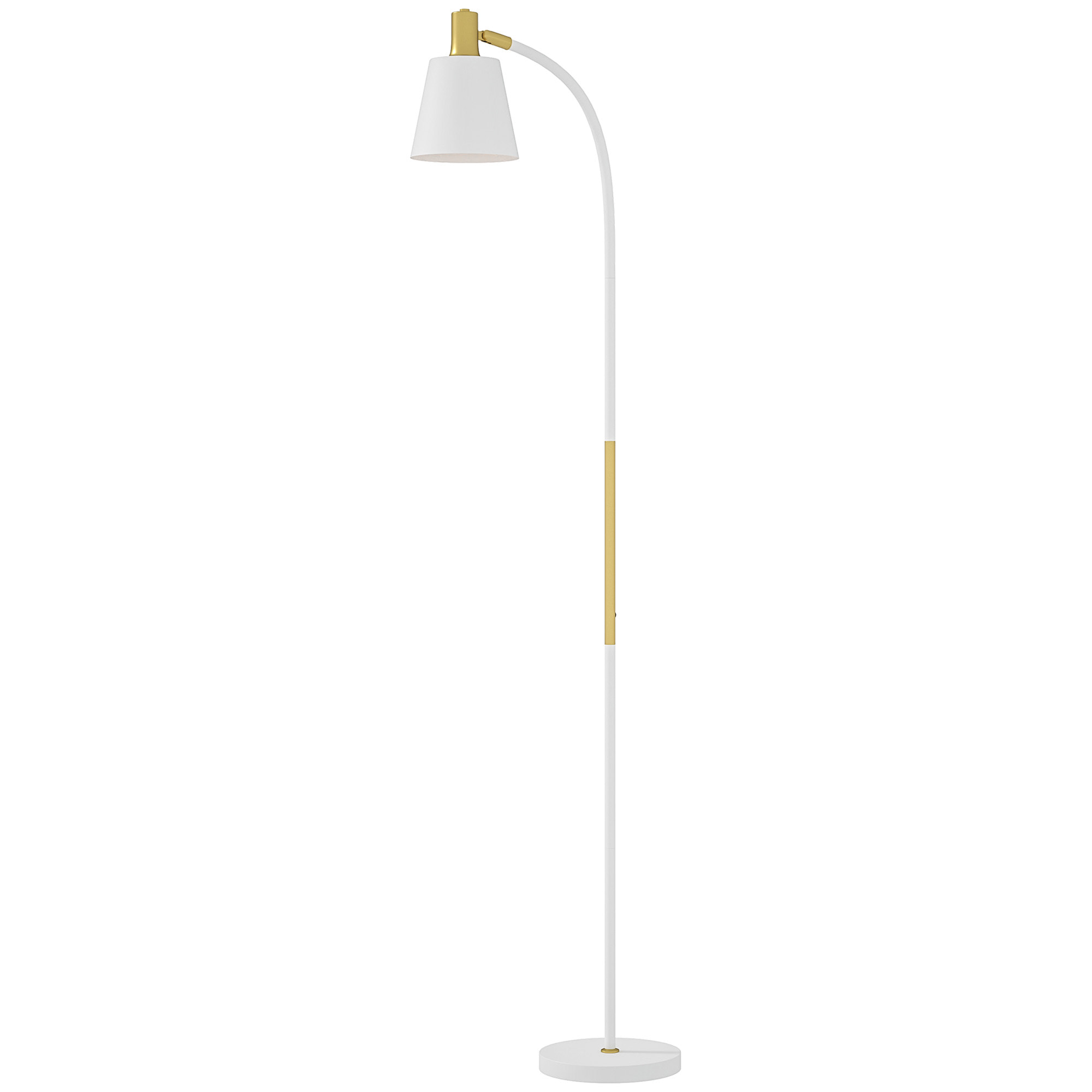 Lampadaire design néo-rétro hauteur réglable H.127-160 cm métal plastique blanc doré