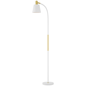 Lampadaire design néo-rétro hauteur réglable H.127-160 cm métal plastique blanc doré
