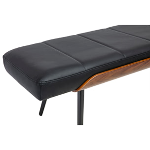 Banc noir, bois foncé et métal noir L123 cm ELIOR