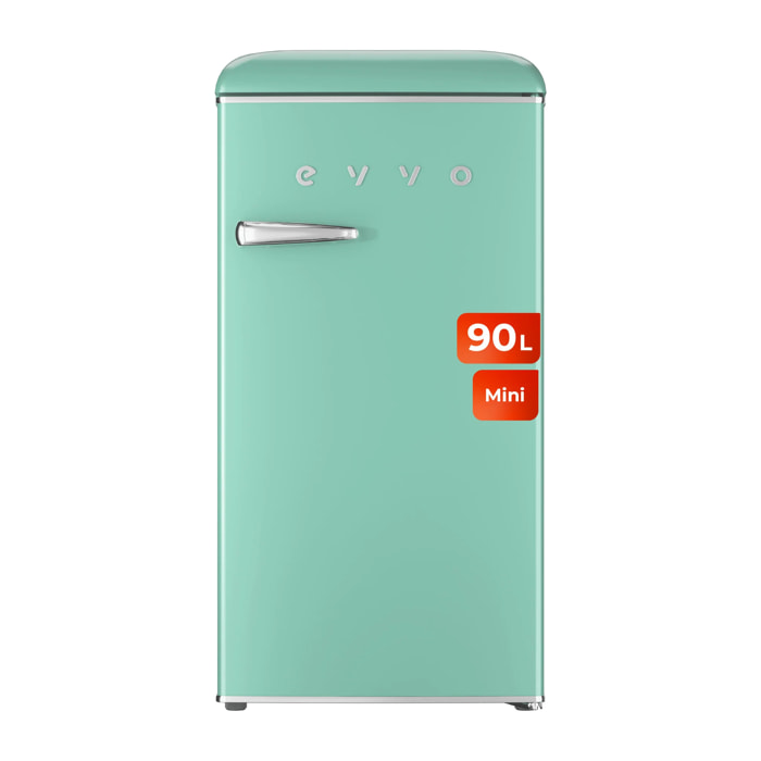 EVVO Frigorífico Mini F26 Retro Verde Aquamarina, 95 l, vintage, bajo consumo, silencioso