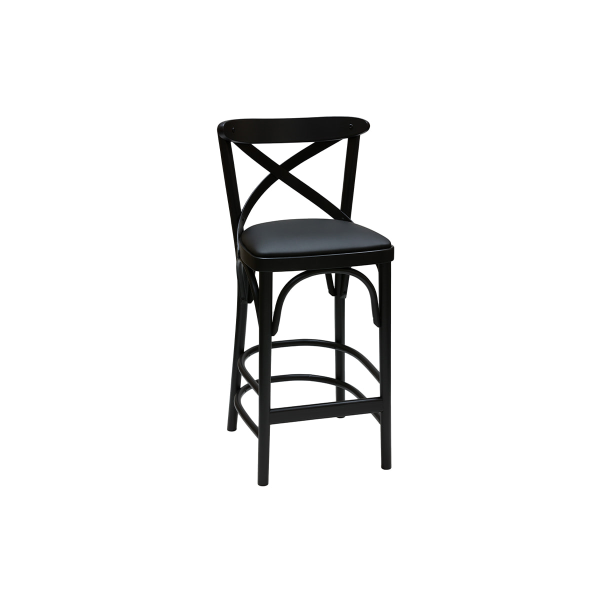 Tabouret de bar bistrot hêtre massif noir H65 cm MARCEL