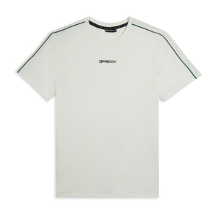 T-shirt in jersey stretch con cuciture in contrasto