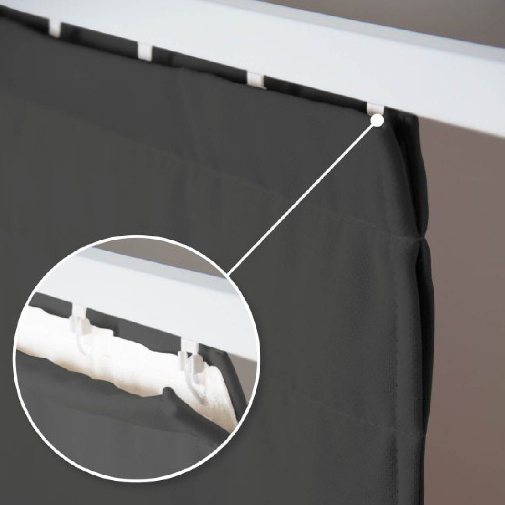 Rideau Séparateur de Pièce à galon et ourlet - Gris anthracite