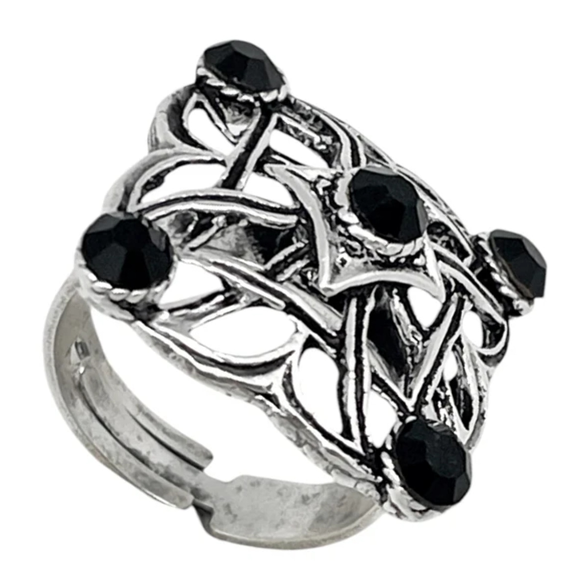 Anillo cuadrado Enredado en plata 10µm y cristal