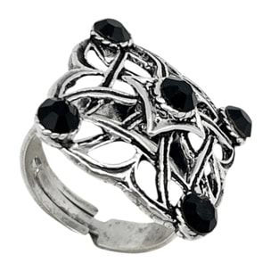 Anillo cuadrado Enredado en plata 10µm y cristal