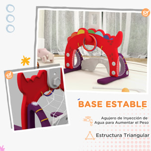 Canasta de Baloncesto Infantil 5 en 1 Canasta de Baloncesto para Niños Altura Ajustable con Fútbol Golf Lazo Juego de Lanzamiento de Pelota para Interior Rojo