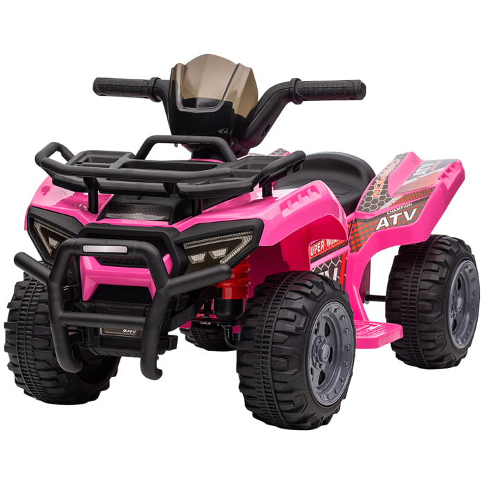 Buggy électrique enfant quad électrique pour enfant de 18 à 36 mois effet lumineux 6 V 2 Km/h max. métal PP rose