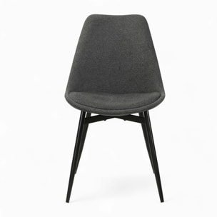 Pack 4 chaises en tissu gris chiné foncé et clair - Flippi