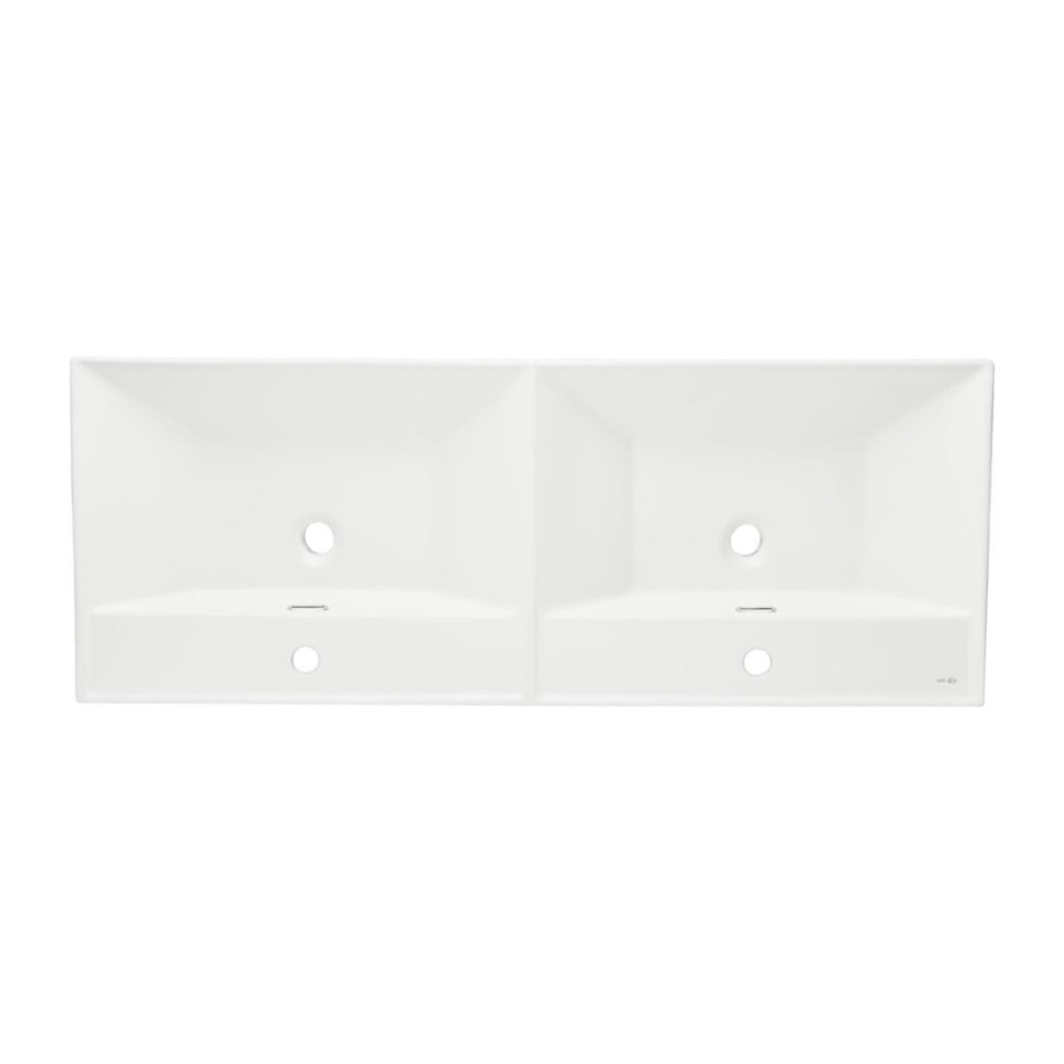 B-Way 120,5x46 cm meuble double vasque en céramique, 2 trous de robinetterie au milieu, trop-plein, blanc (SATBW212046WM)