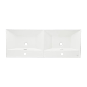 B-Way 120,5x46 cm meuble double vasque en céramique, 2 trous de robinetterie au milieu, trop-plein, blanc (SATBW212046WM)