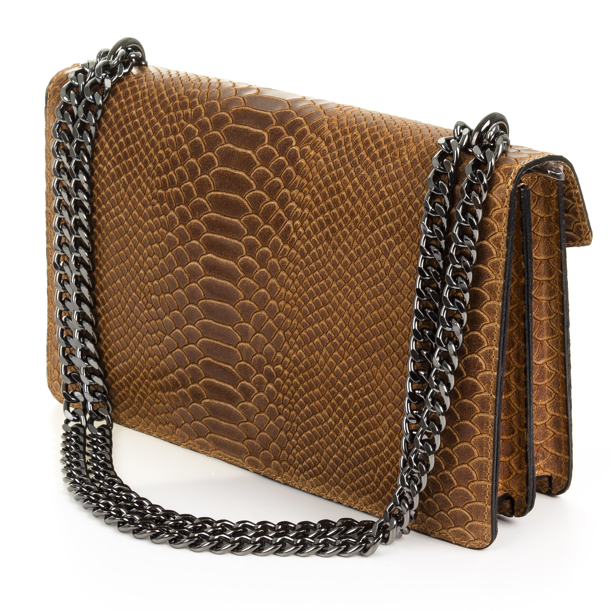 Luce Bolso de mano Mujer.Piel auténtica Gamuza Grabado Serpiente