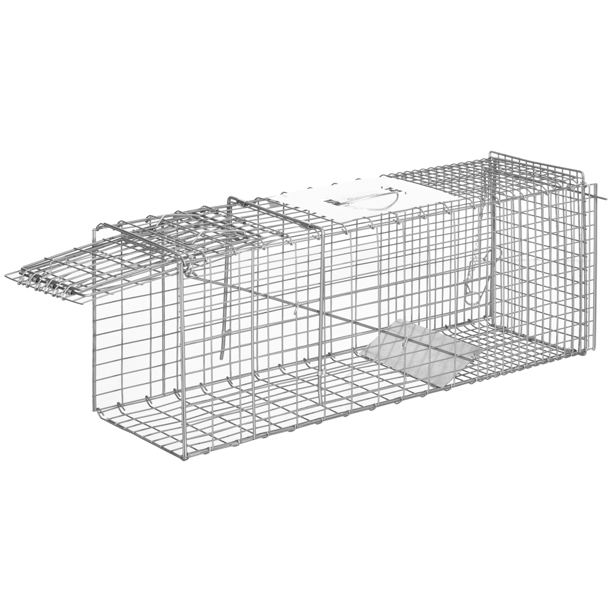 Piège de capture pliable pour petits animaux type lapin rat - 2 portes, poignée - dim. 81L x 26l x 34H cm - acier