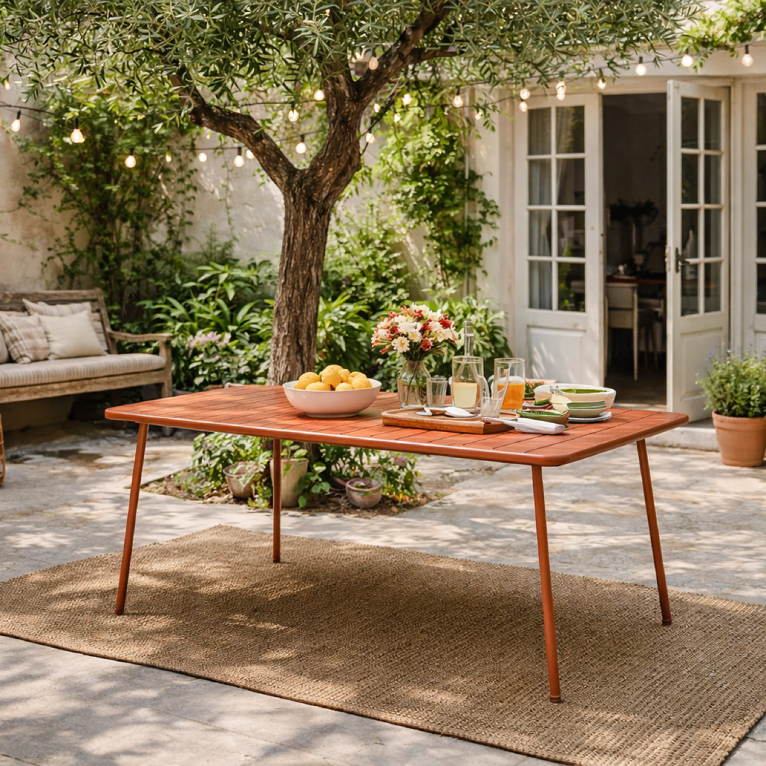 EVORA Table de jardin 6 places 160cm terracotta