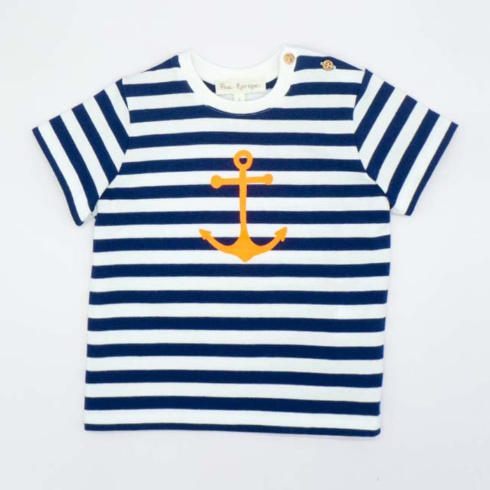 CAMISETA RAYAS CON ANCLA FLUOR