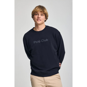 Felpa oversize blu marino a girocollo con logo Minimal Combo