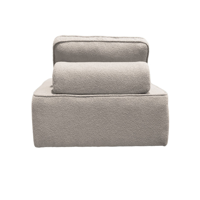 Lot de 3 chauffeuses pour canapé modulable tissu bouclette beige 1 place Bao. L 90 x P 90 x H 74cm
