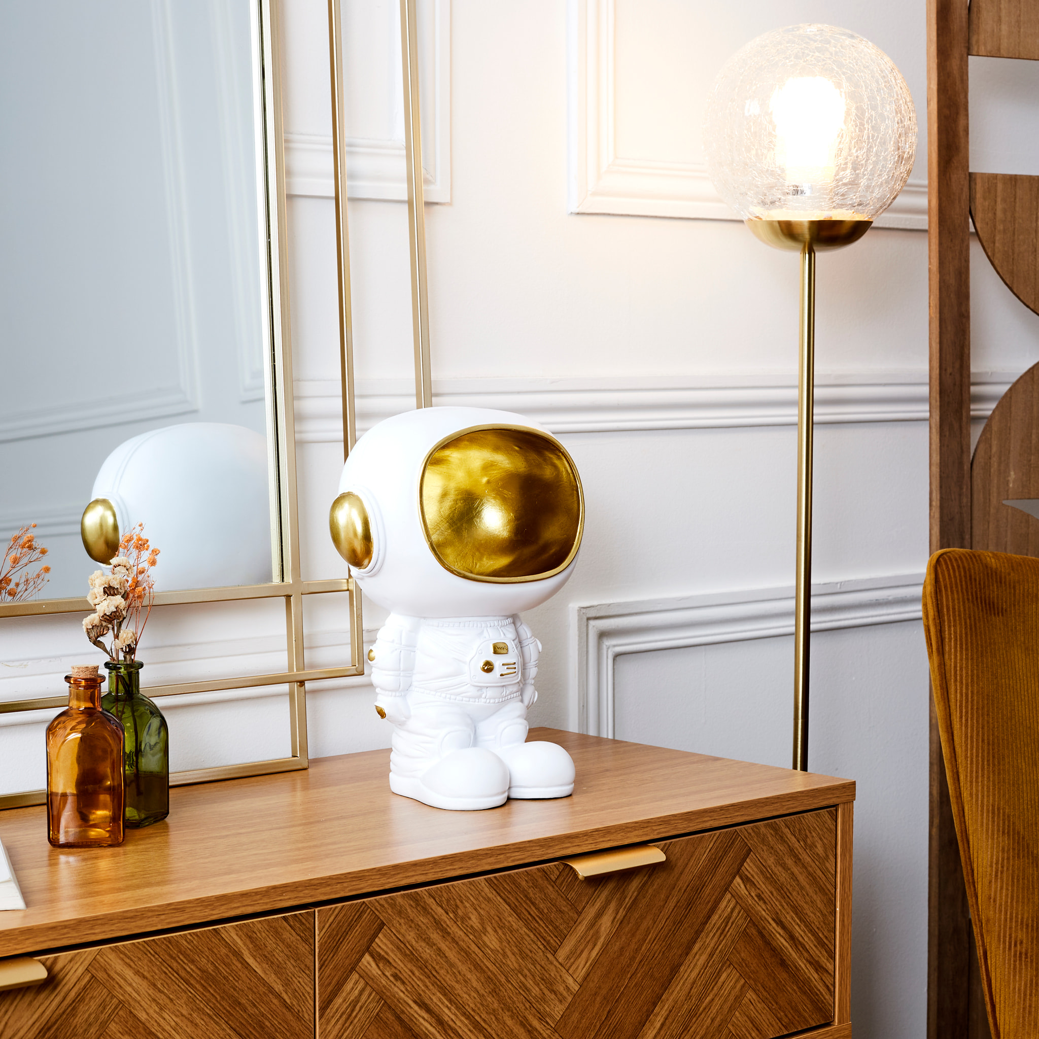 Statue Astronaute Vide Poche Blanc
