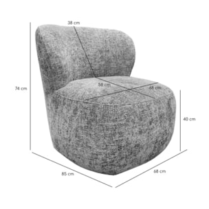 Fauteuil bas arrondi et enveloppant en tissu - 6 variations - BERRY