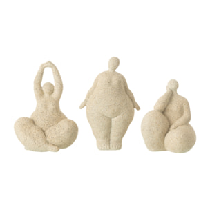 J-Line Femmes Modernes Resine Beige Small Assortiment De 3