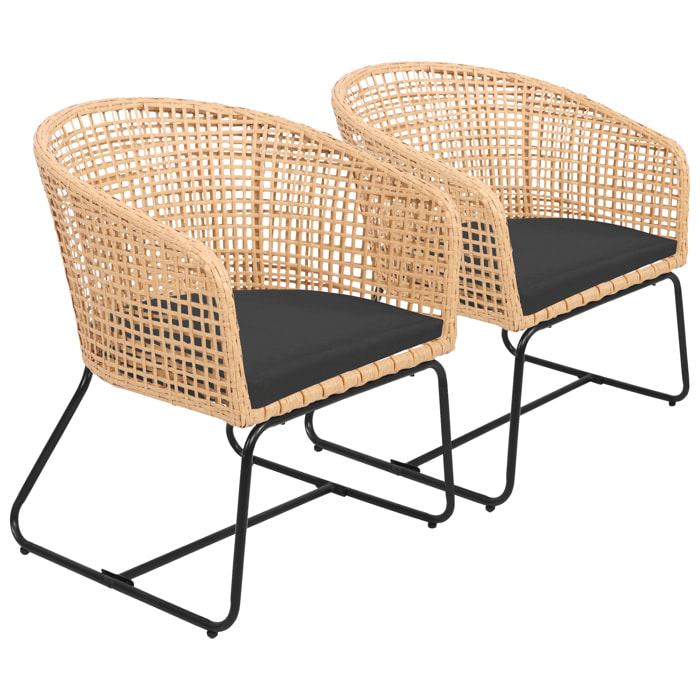 Lot de 2 fauteuils en rotin synthétique avec coussins RINA