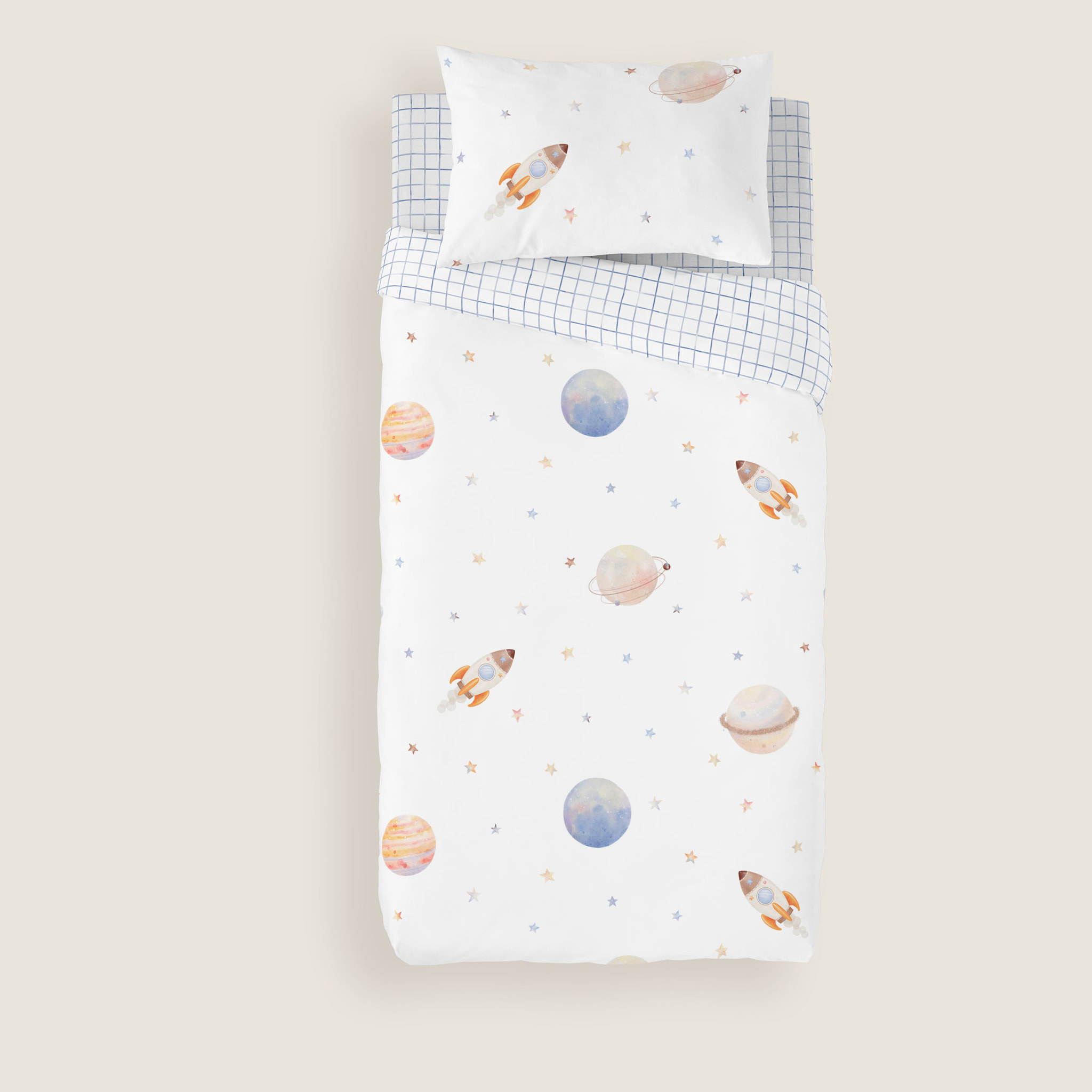 Cool Kids - Funda Nórdica Estampada - Reversible - Infantil - Cierre Solapa - 100% Algodón - Incluye 1 Funda de Almohada - Astro