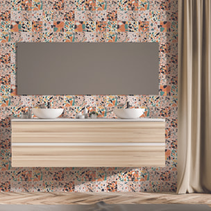 Stickers muraux - Sticker Mural Carrelage adhésif Cuisine Salle de Bain - 60 STICKERS CARREAUX DE CIMENT TERRAZZO ZOILO