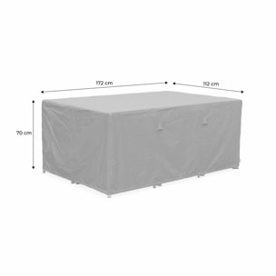 Housse de protection 172x112cm gris foncé - Bâche rectangulaire en polyester enduit PA pour tables de jardin Firenze 6. Vasto 10. Vabo 10 et Cubo 10