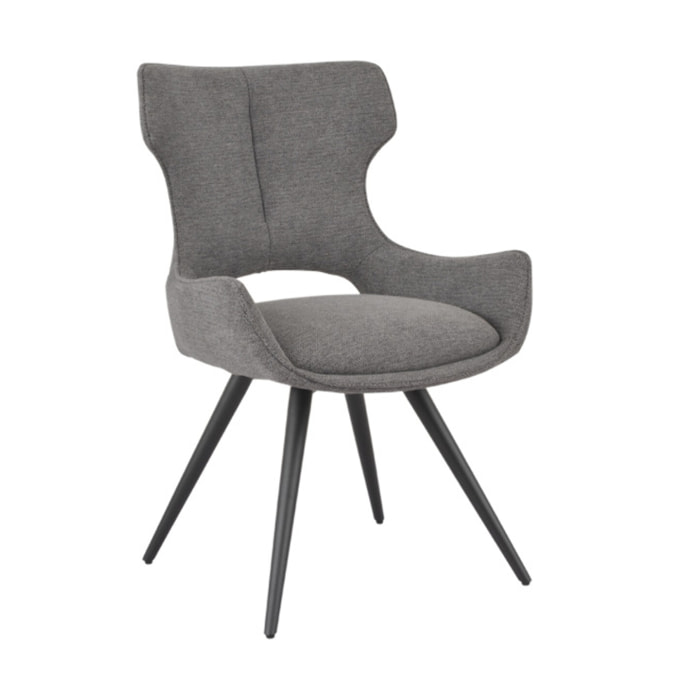 Chaise rotative 180° en tissu doux et pieds en métal noir - SUZIE