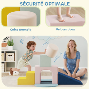 8 blocs de construction en mousse XXL revêtement tissu déhoussable - modules de motricité - multicolore