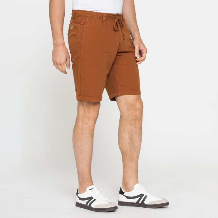 BERMUDA CHINO IN TESSUTO LINO E COTONE CON COULISSE