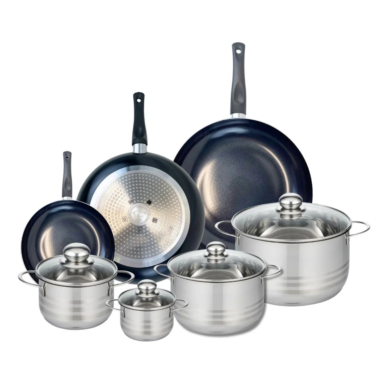 Ensemble de 3 Poêles de cuisson 20, 28 et 32 cm et 4 faitouts 12, 16, 20 et 24 cm Elo Prima Brillant