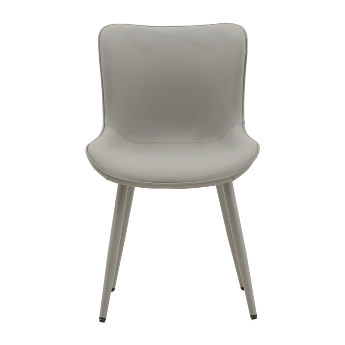 Set di 4 sedie KUDI CHIN in similpelle grigio e gambe in metallo grigio