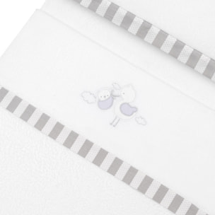 Triptico Cuna Coralina Cigueña Oso + Broche Bco/Gris