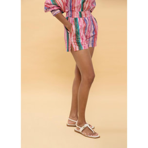 Pantaloncini multicolor con elastico in vita