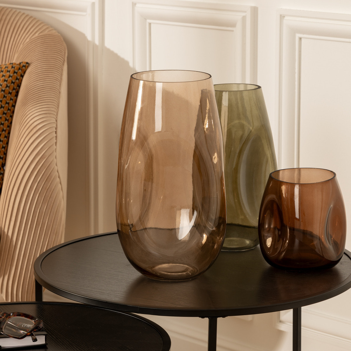 Vase verre Bravi beige H33cm