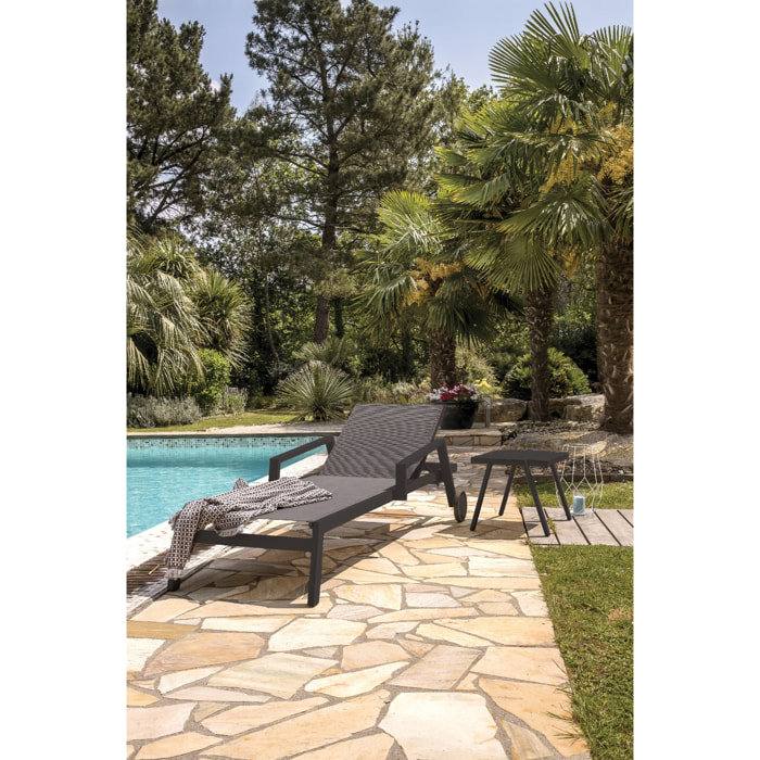 IBIZA - Bain de soleil en aluminium et toile plastifiée anthracite
