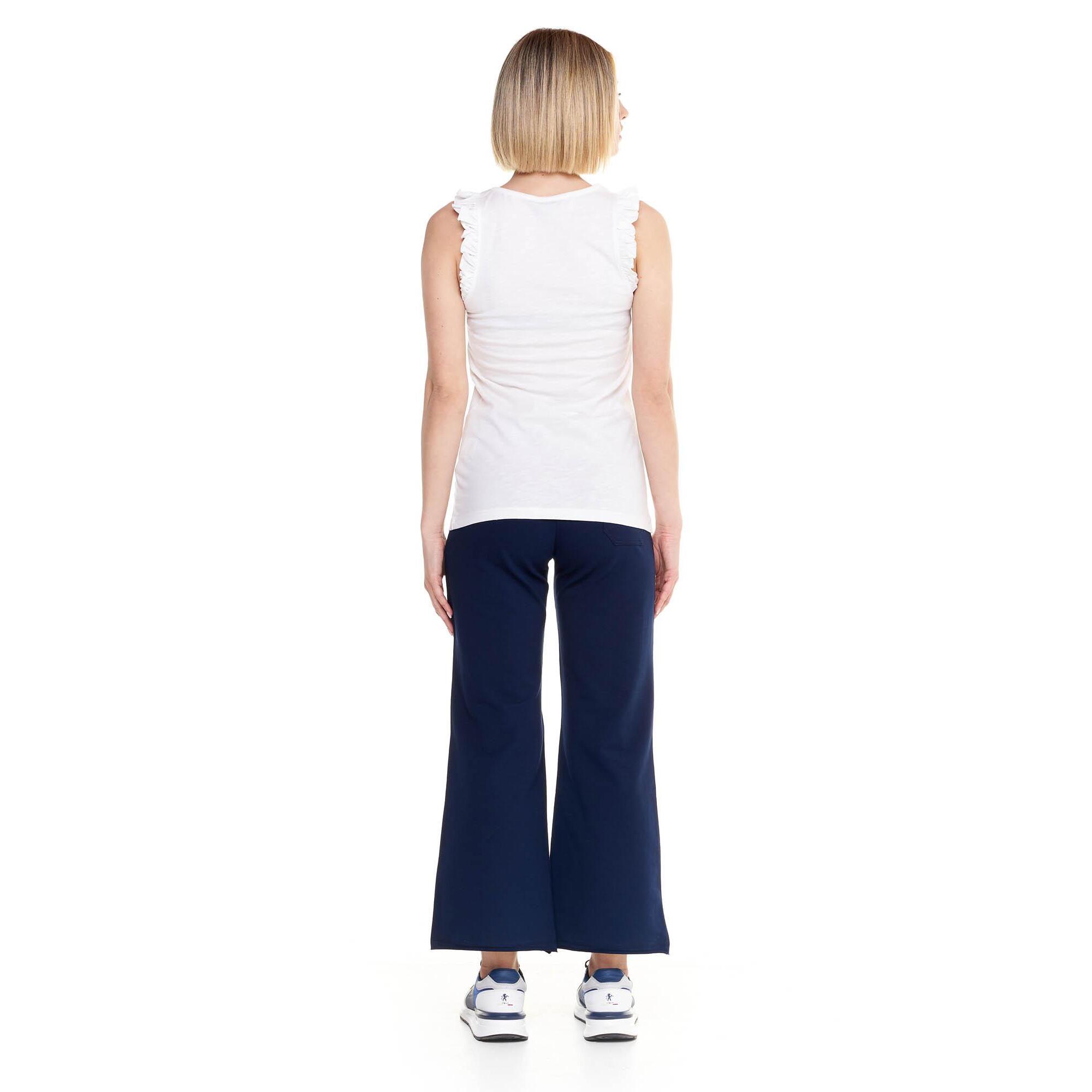 Camiseta de tirantes de mujer brillante con volantes