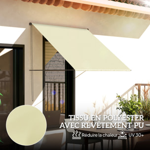 Store banne manuel inclinaison réglable acier alu. dim. 150L x 116l (avancée) cm polyester imperméabilisé anti-UV crème