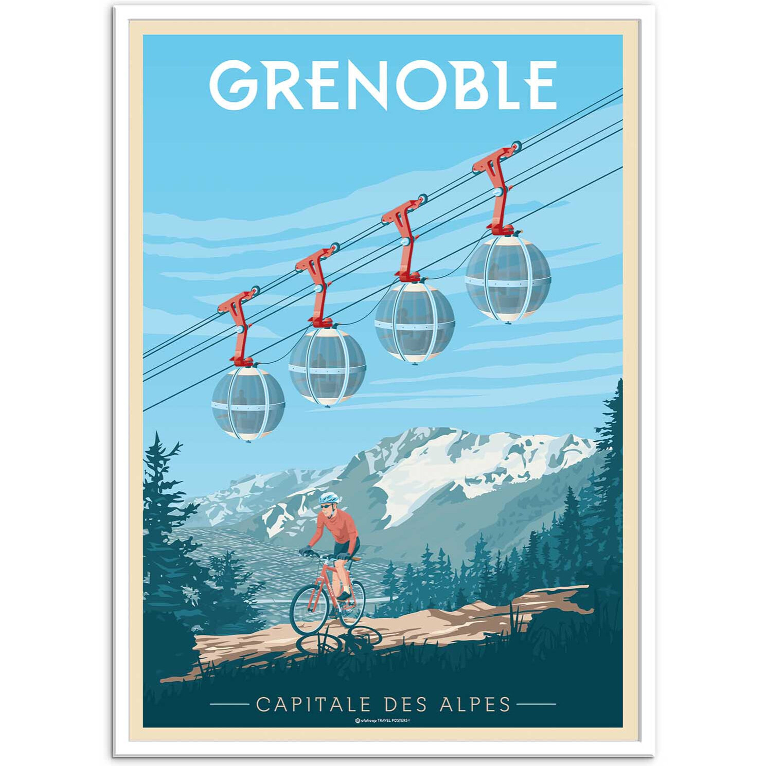 Affiche - Grenoble France - Olahoop Travel Posters