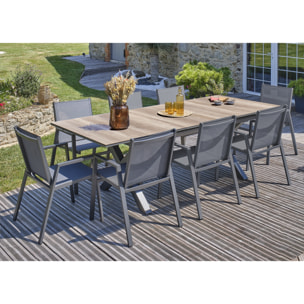 FLORIDE - Ensemble repas de jardin 8 places en aluminium