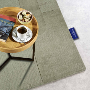 Tapis salon géométrique, laine tissé main, confort authentique