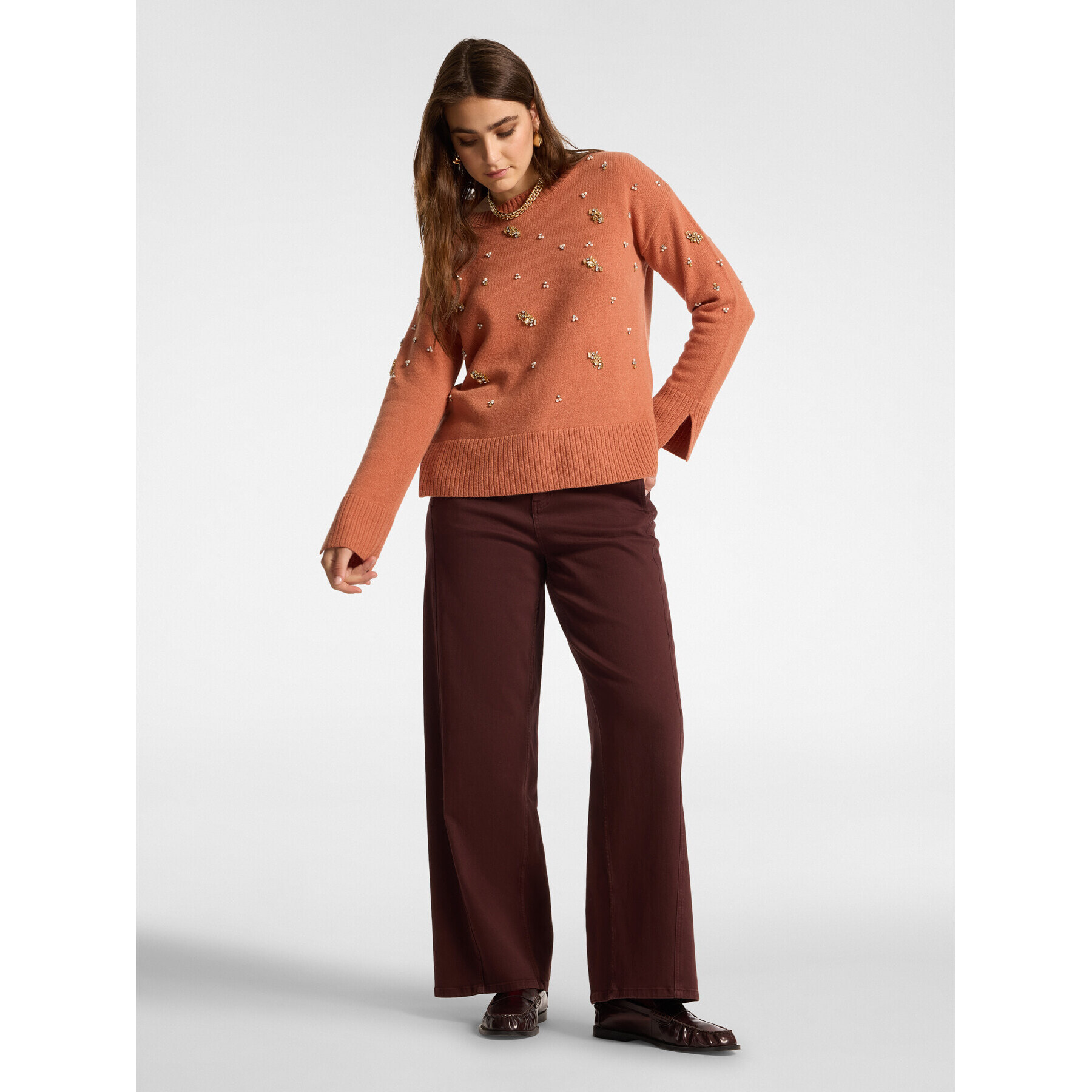Elena Mirò - Pantalones de pierna ancha - Burgundy