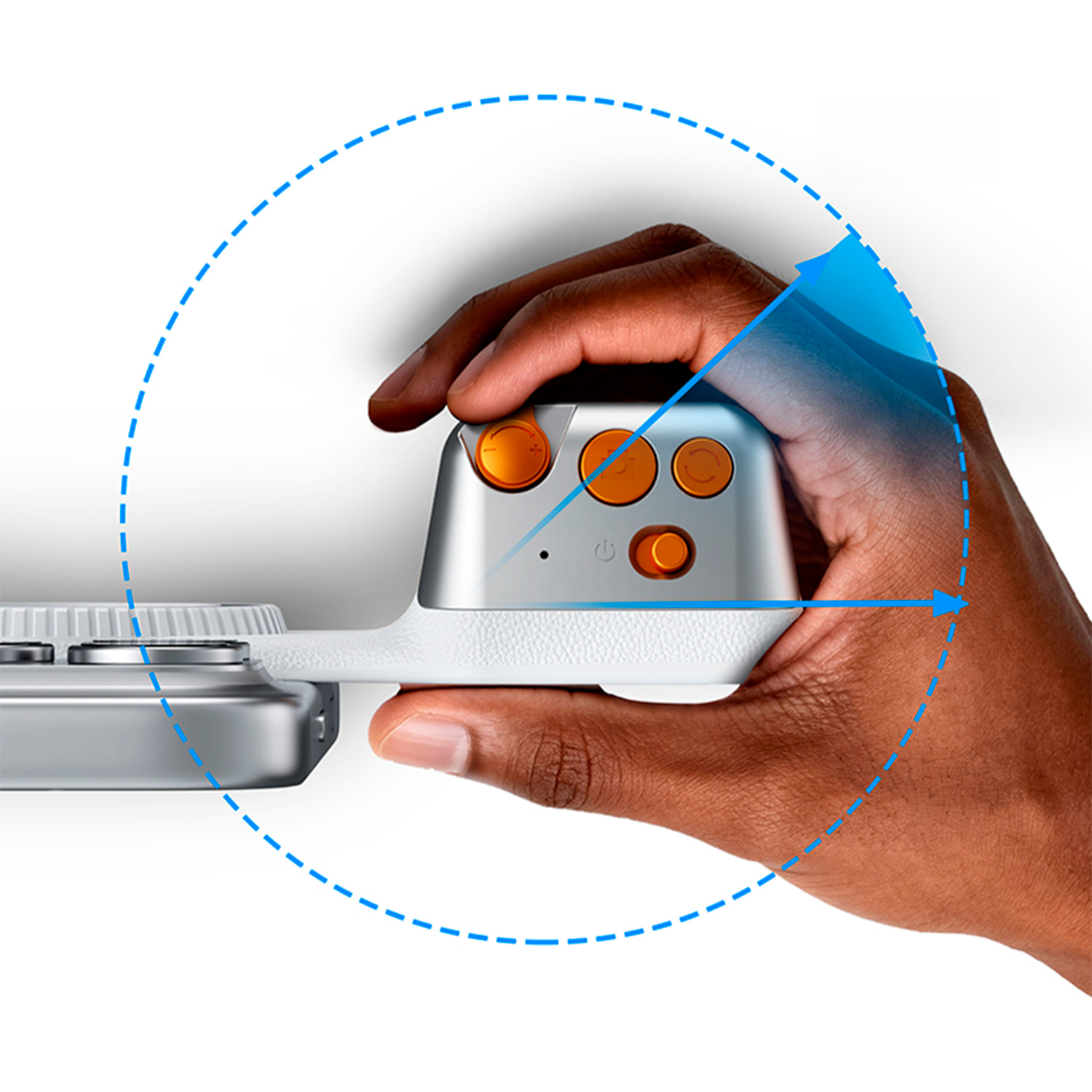 Mango fotográfico magnético para smartphone, control de zoom, botón selfie y disparador. Con conexión Bluetooth y anillo magnético incluido.