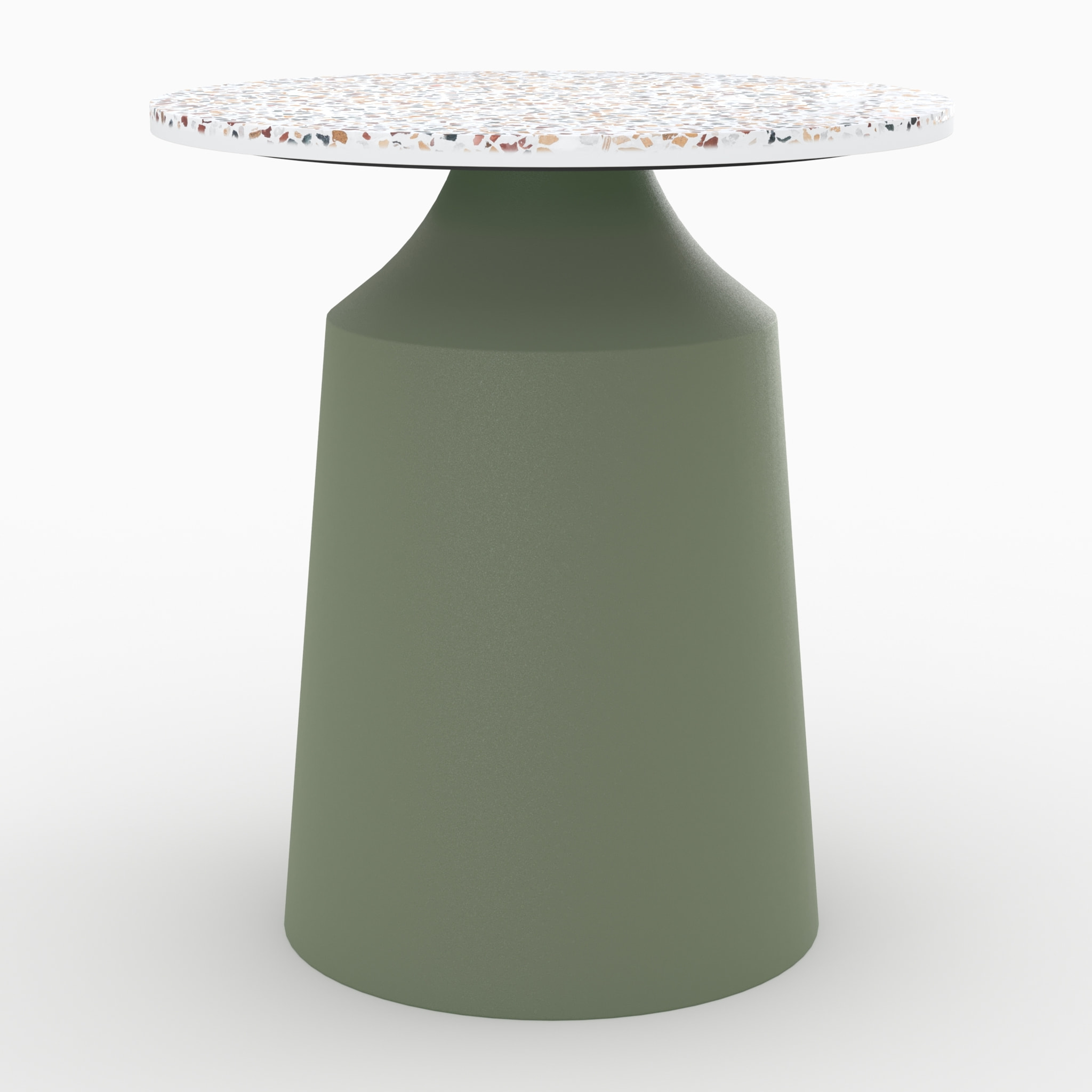 Table d'appoint ronde en tezzazzo et métal vert kaki D44 cm - Daphné